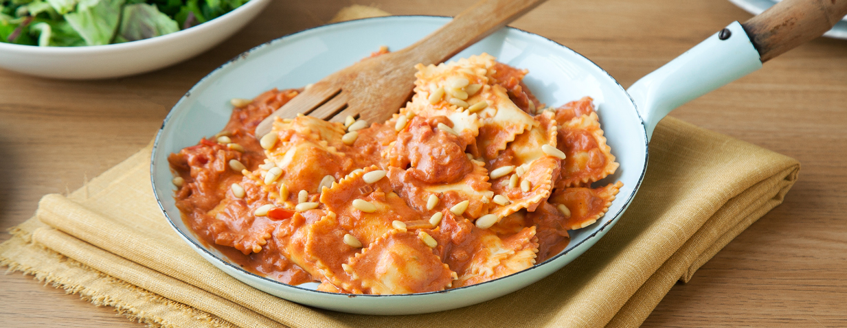 רביולי גבינה ברוטב רוזה